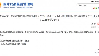 通告！第九十四批仿制药参比制剂目录及第二批调出参比制剂目录品种清单发布