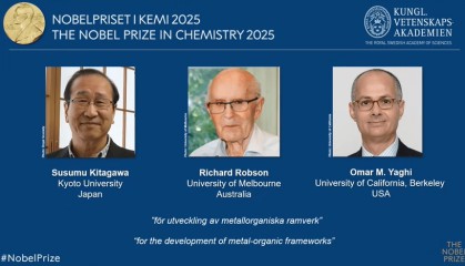 三名科学家获2025诺贝尔化学奖：他们让沙漠空气也能“榨”出水